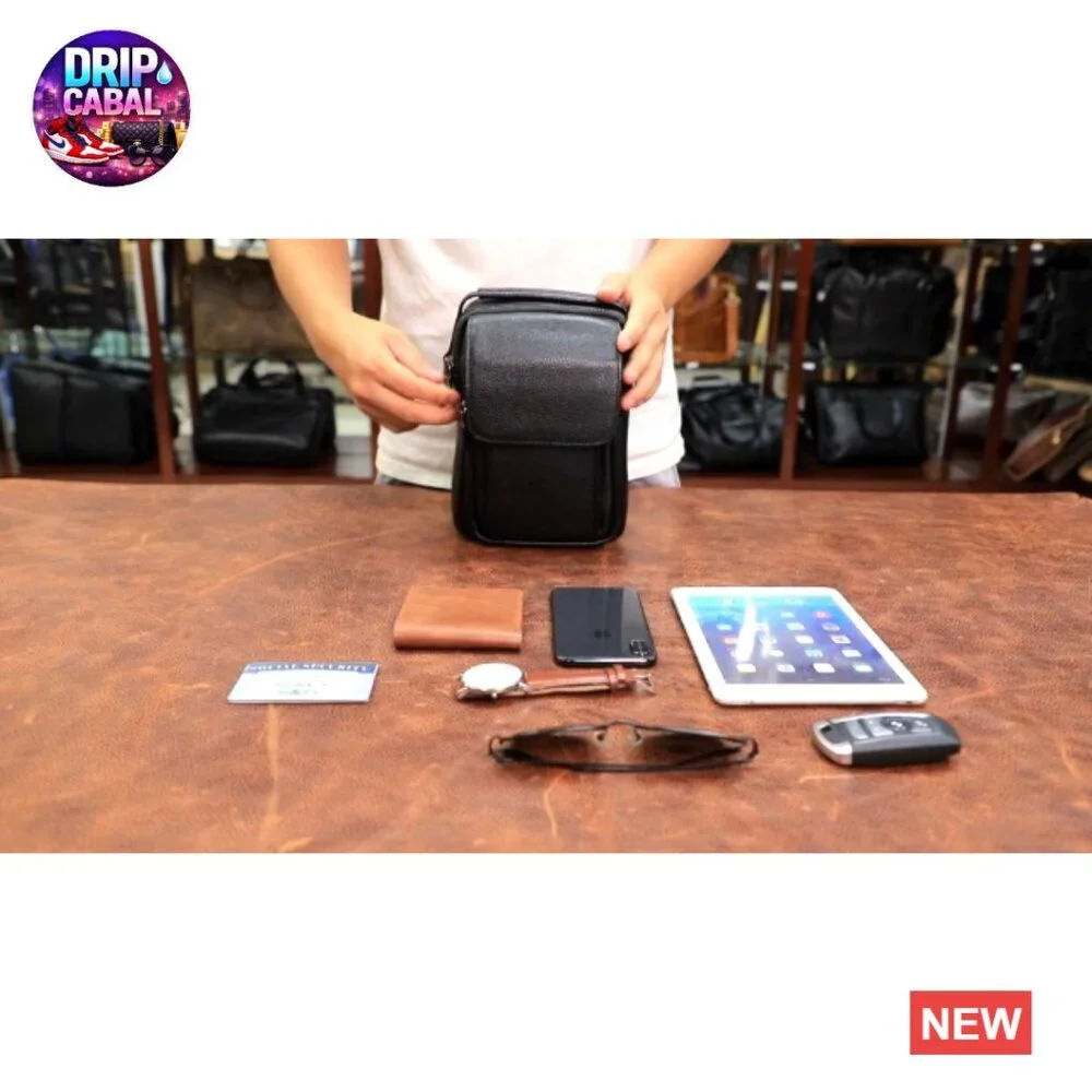 Leather Small Messenger Bag Crossbody Sling Travel Daypack Magnetic Buckle